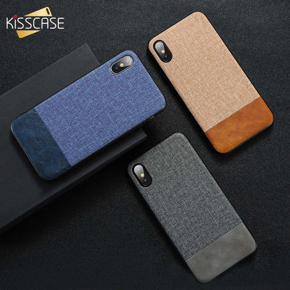 KISSCASE Retro Fabric Phone Case for iPhone XS MAX X XR 7 8 Cover PU Leather Cases For 11 Pro Max 5 S 6s Plus Soft Fundas | Мобильные