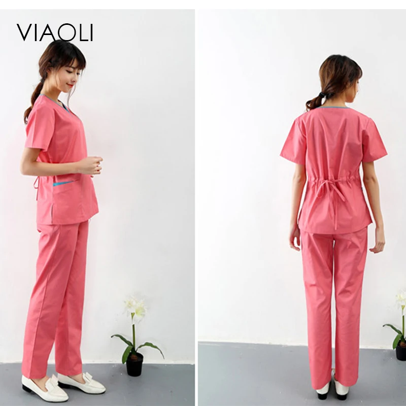 Viaoli, новая летняя Хирургическая Одежда с коротким рукавом, мужские и женские костюмы для врачей, Раздельный набор кистей