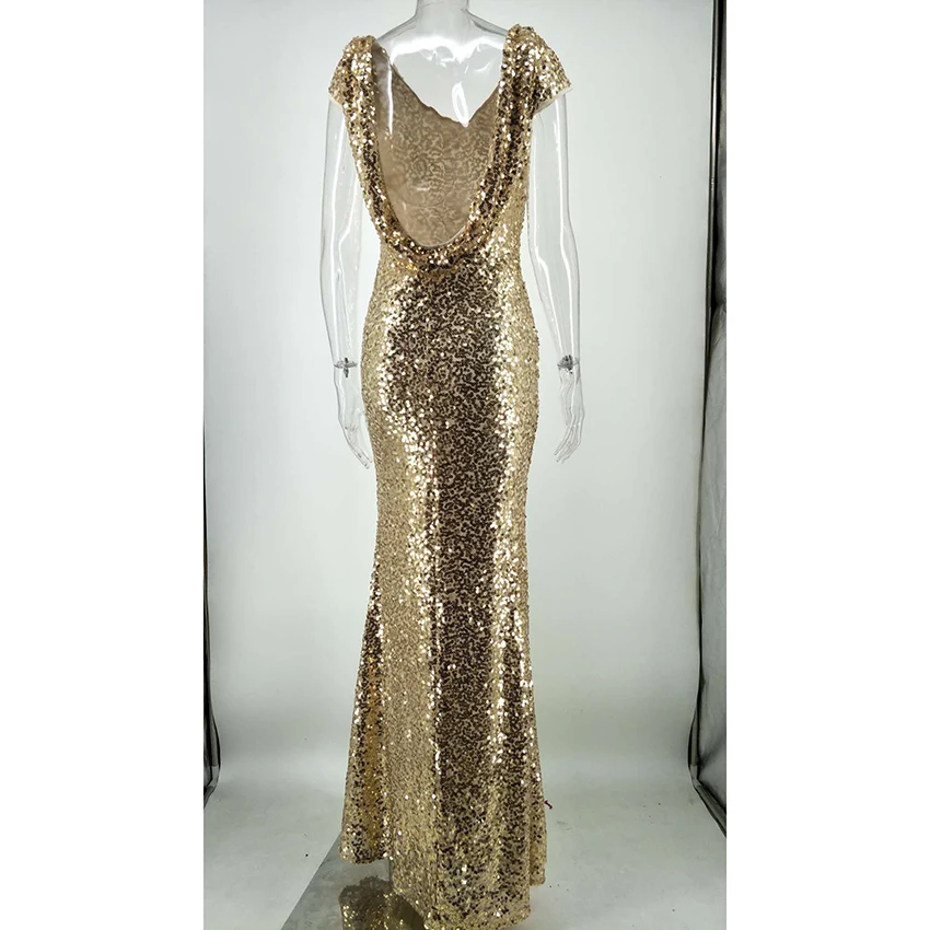 

Women Summer Elegant Party Dress Female Backless Fashion Bodycon Long Dress Sleeveless Sequins Dress Women Clothes Ladies Dress