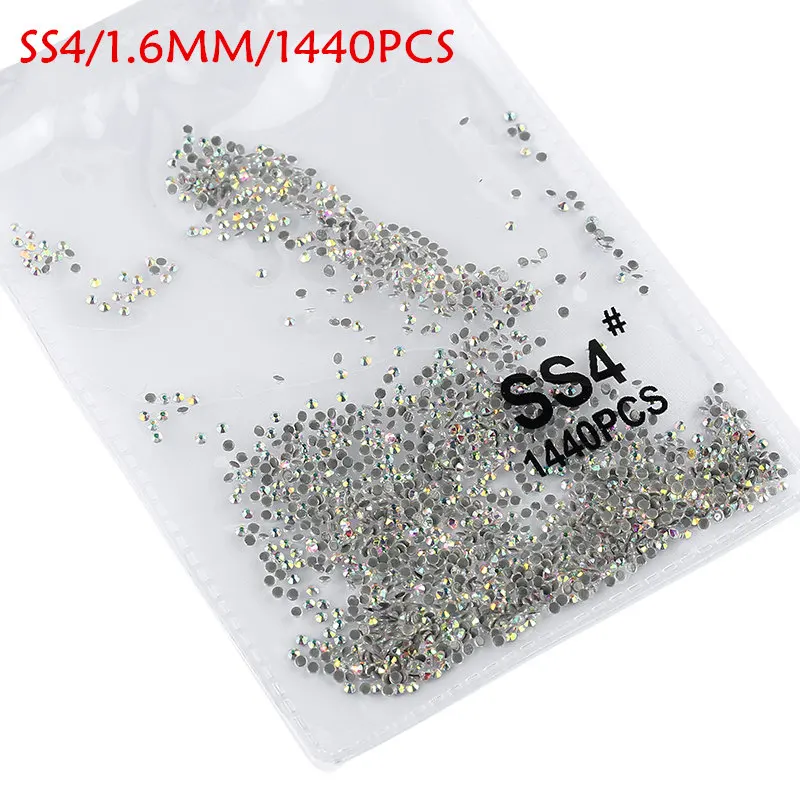 glue ab ss4 SS3-SS8 1440 шт. с плоской задней поверхностью для маникюра кристаллы, стразы для дизайна ногтей, 3d-украшения для ногтей DIY Стекло драгоценные камни AB прозрачные украшения - Цвет: glue ab ss4