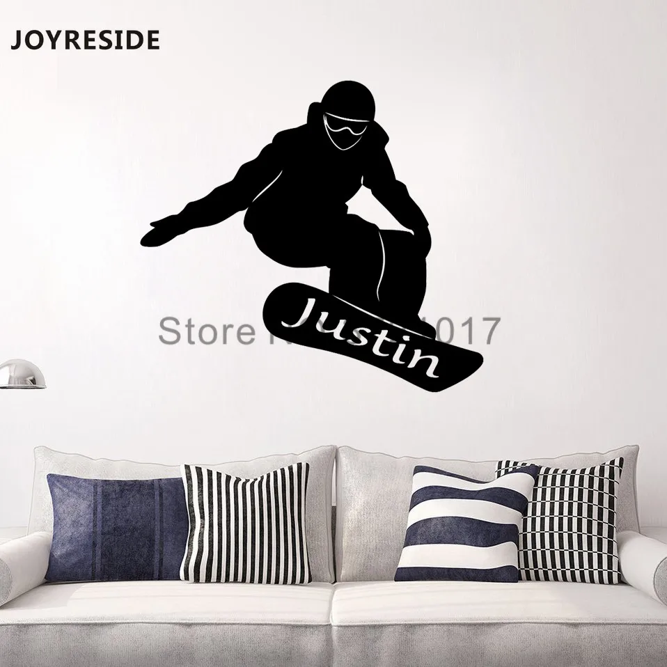 Joystay персонализированные пользовательские имя сноуборд наклейка на стену