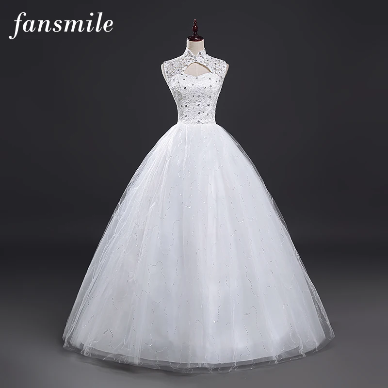 Fansmile,, дешевое винтажное свадебное платье на шнуровке, настоящая фотография размера плюс, бальное платье для невесты, Vestido de Noivas FSM-025F