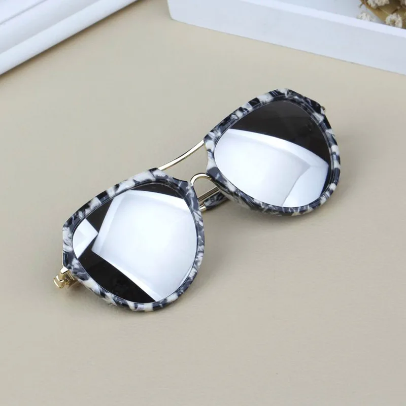 Marble Silver Iboode, зеркальные детские солнцезащитные очки, Детские светоотражающие солнцезащитные очки, фирменный дизайн, для мальчиков и девочек, Оттенки UV400, линзы из смолы, детские очки - Цвет линз: Marble Silver