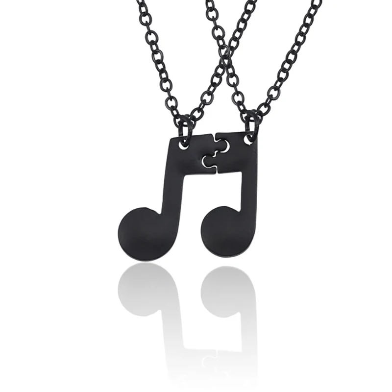 2 Pieces / Set Personality Fashion Note Necklace Music Friendship Stitching Women Pendant Best Friend BFF Couple Necklace Gift