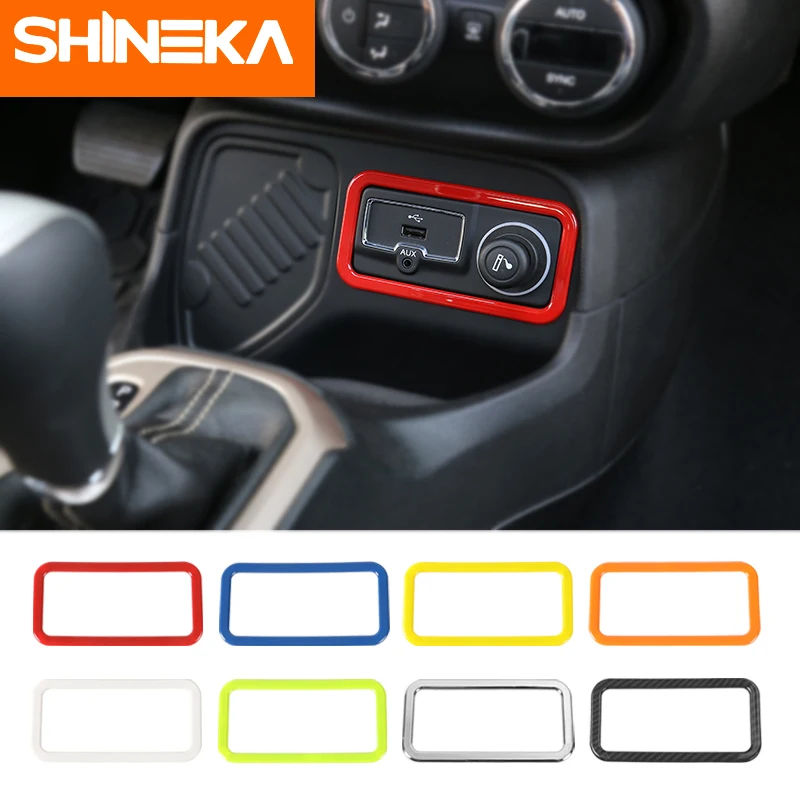 

SHINEKA ABS Car Cigarette lighter Decorative Frame Cover Trim Stickers for Jeep Renegade 2016-2019 Interior Accessories Stickers