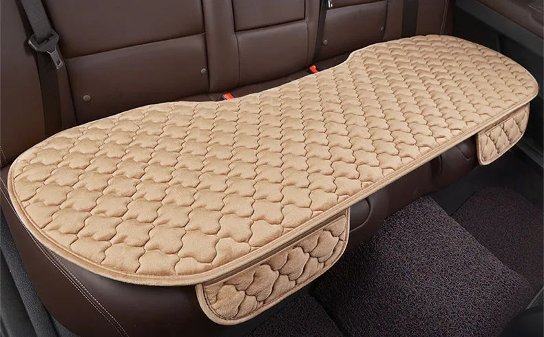 beige rear 1 piece Чехол для автомобильного сиденья универсальный Передний Задний теплый бархат Cutton Подушка Нескользящая моющаяся плюшевая протектор сиденья автомобилей - Название цвета: beige rear 1 piece