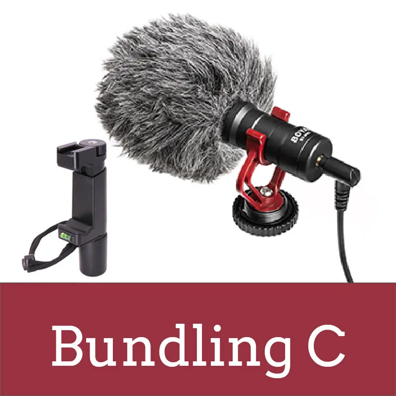 Bundling C BOYA BY-MM1 компактный накамерный видео микрофон Youtube Vlogging Запись микрофон для IPhone Nikon Canon DSLR камеры видеокамеры - Цвет: Bundling C
