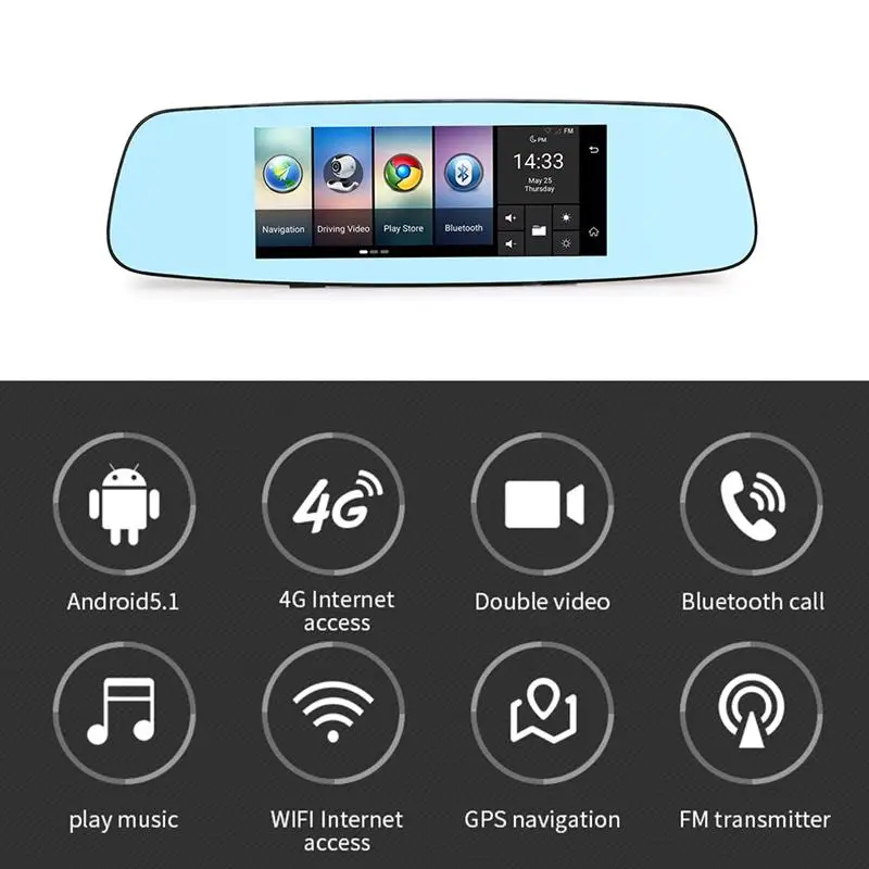 Зеркало-видеорегистратор Onever 4G Wi-Fi Android 5 1 GPS Bluetooth | Автомобили и мотоциклы