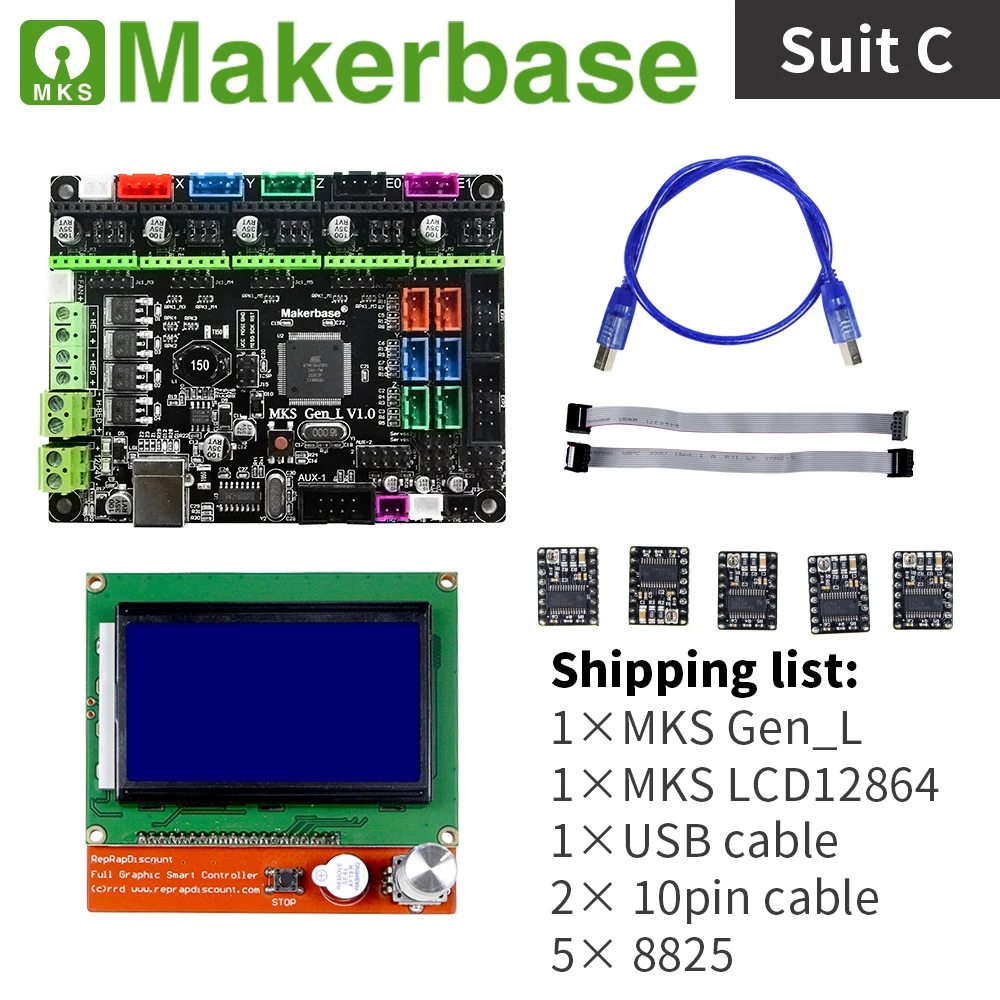 Контроллер 3D принтера MKS Gen_L с LCD12864 и различными подключаемыми драйверами что