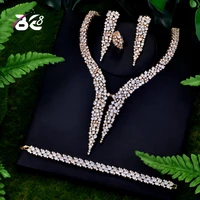 be 8 luxury sparking brilliant aaa cubic zircon earrings necklace heavy dinner jewelry set wedding bridal dress accessories s122
