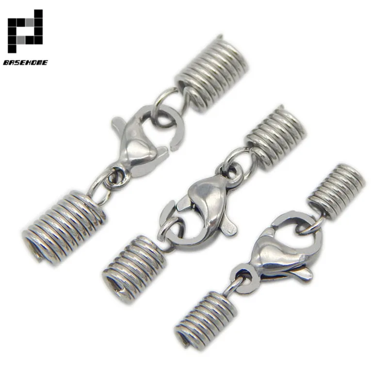 BASEHOME 10pcs/lot Stainless Steel End Caps Hook Claps Fastener Clasps Fit Cord Clips DIY Leather Bracelet Connector | Украшения и