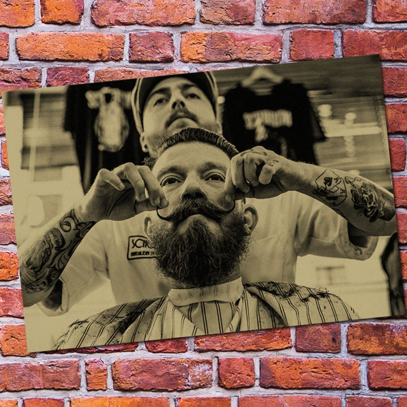 Уютный момент парикмахер для укладки волос винтажные плакаты крафт-бумага Парикмахерская прическа студия живопись украшение стены QT430