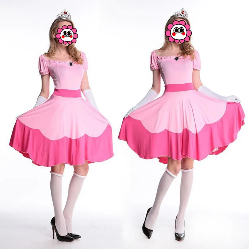 Abbille Quality carnival Fancy Halloween sexy Costumes Womens Princess peach super Mario Costume Maid Dress Cosplay Women 2017 |