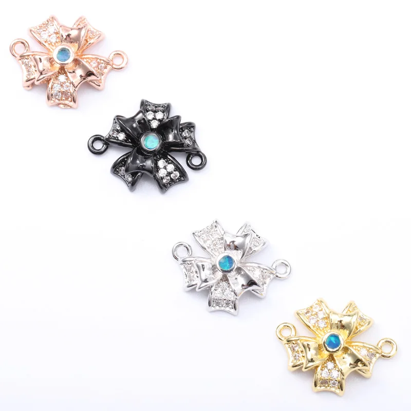 Singreal Opal Micro Pave Bow Charms Bracelet Becklace Choker Pendant Connectors for Women DIY Jewelry Making Accessories | Украшения и