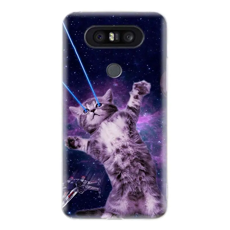 Кот космонавт прочный мягкий ТПУ чехол для телефона LG V40 G6 G7 Q6 Q8 Q7 G5 G4 V30 V20 V10 K8 K10 2018