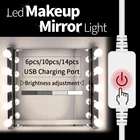 Светодиодный светильник-Гирлянда для зеркала под раковину, 12 В постоянного тока, настенный светильник, косметическое туалетное зеркало, светодиодная лампа с плавной регулировкой яркости и питанием от USB, 2, 6, 10, 14 лампочек