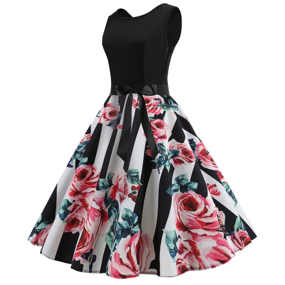 Женское пляжное платье без рукавов в стиле ретро длинное дышащее размера плюс