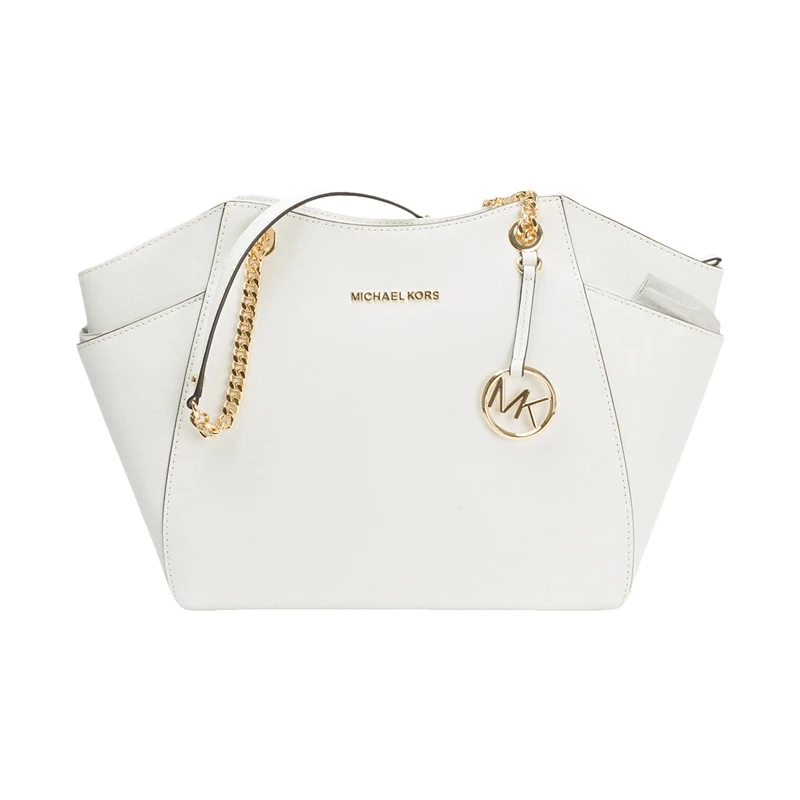 White491428 Майкл Корс Джет набор путешествия большая цепь плеча кожа Tote 35T5GTVT3L - Цвет: White491428