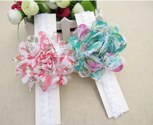 Free Shipping Baby Chiffon Flower Headband Girls Lace Infant Knitting Hair Weave Accessories Gift TPF0005 | Детская одежда и обувь