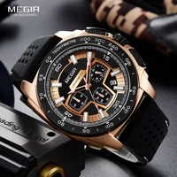 megir males mens chronograph sport watches with quartz movement rubber band luminous wristwatch for man boys 2056g 1n0