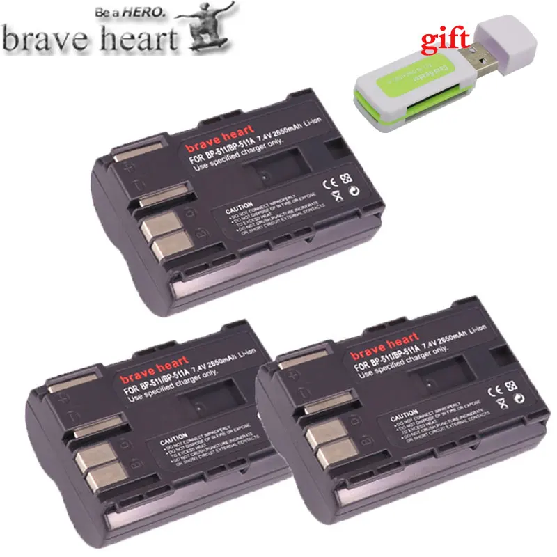 3battery 4x BP 511 511A BP511 BP-511 Батарея+ ЖК-дисплей USB Зарядное устройство для Canon 300D 10D 20D 30D 40D 50D PowerShot G1 G2 G3 G5 G6 90 90IS камера - Цвет: 3battery