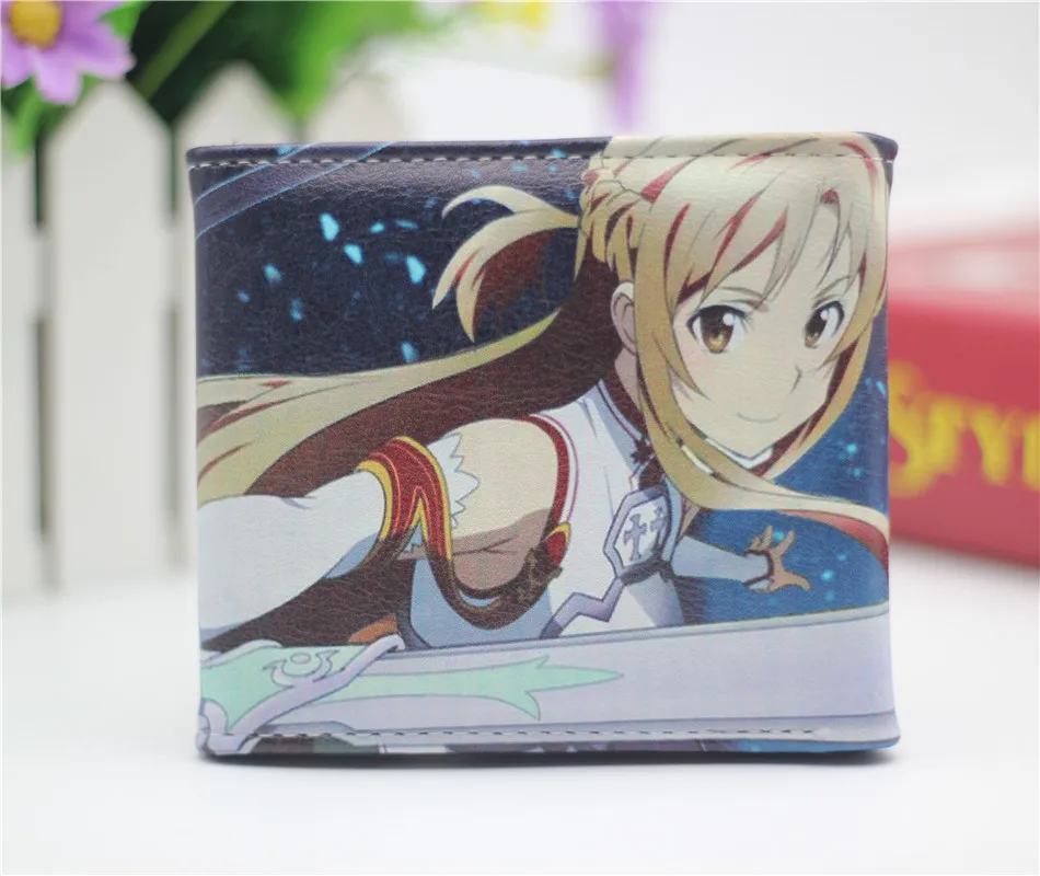 Sword Art Online SAO Kazuto Pu короткий кошелек Двойные фото держатель для карт слоистая кнопка мужской кожаный кошелек с рисунком для мальчиков и девочек