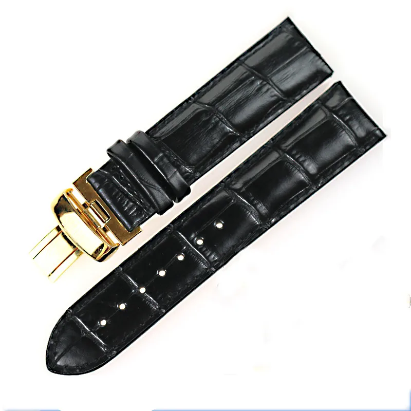 Часы isunzun ремешки для Tissot 1853 T065430A часы из натуральной кожи ремешок Nato кожаный ремешок T065 Ремешки для наручных часов - Цвет ремешка: Black Goldren Buckle