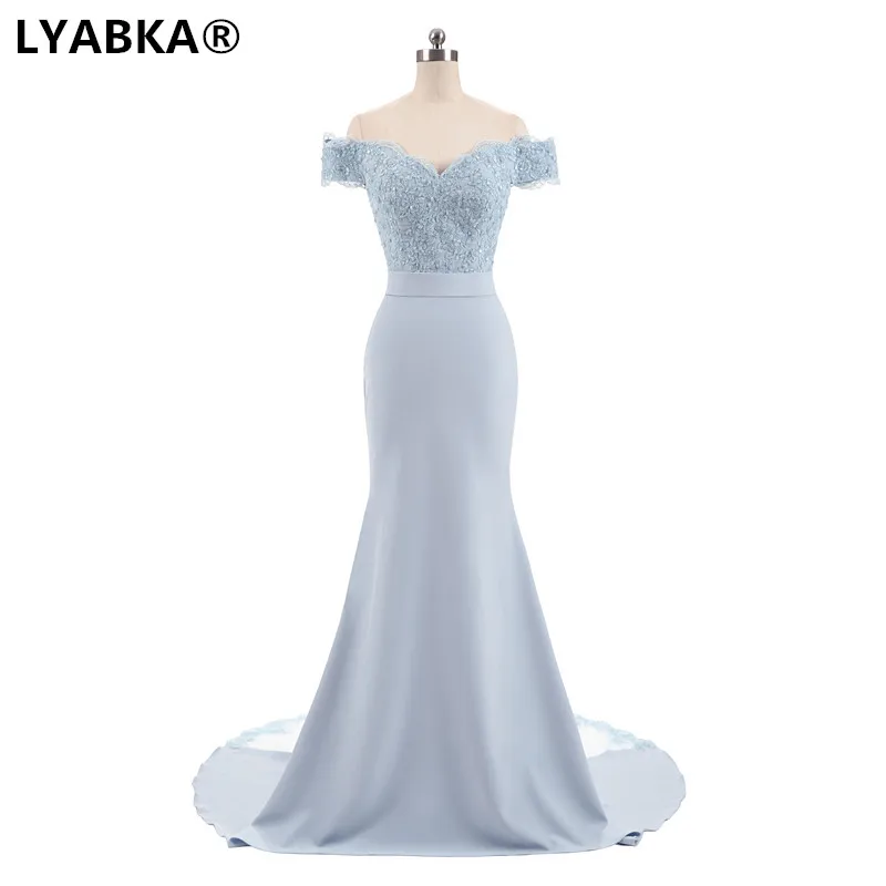 Sky blue Robe De Soiree, длинное вечернее платье русалки, темно-синие, вечерние, элегантные, vestido de festa, длинное платье на выпускной,, вечерние платья с бисером - Цвет: Sky blue