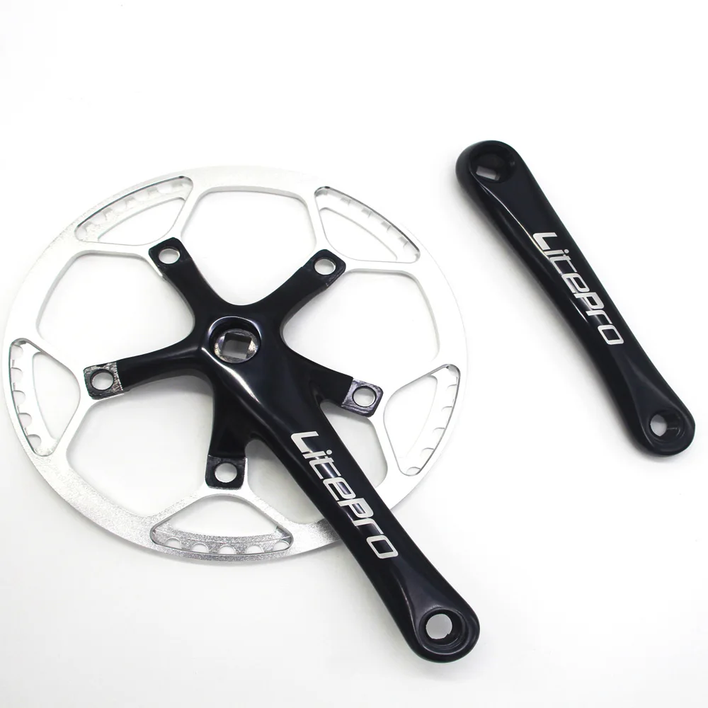 black crank silver Litepro 41 T/45 T/47 T односкоростной складной велосипед, коленчатая цепь из сплава AL7075, цепное колесо 170 мм BCD130, квадратный конический кривошипный набор - Цвет: black crank silver