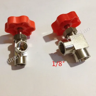 Колено никелированный медный игольчатый клапан 1/8 &quotBSP Female x 1/8&quot BSP резьбовое