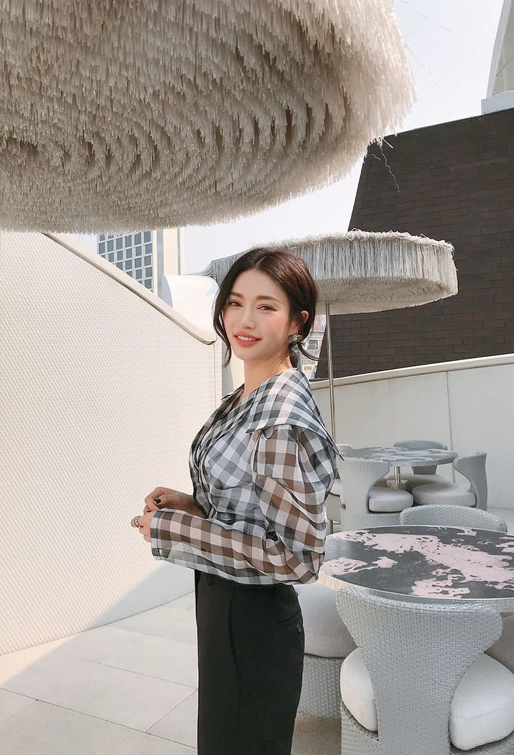 WHITNEY WANG 2019 весенне-летняя модная уличная винтажная стильная клетчатая сетчатая