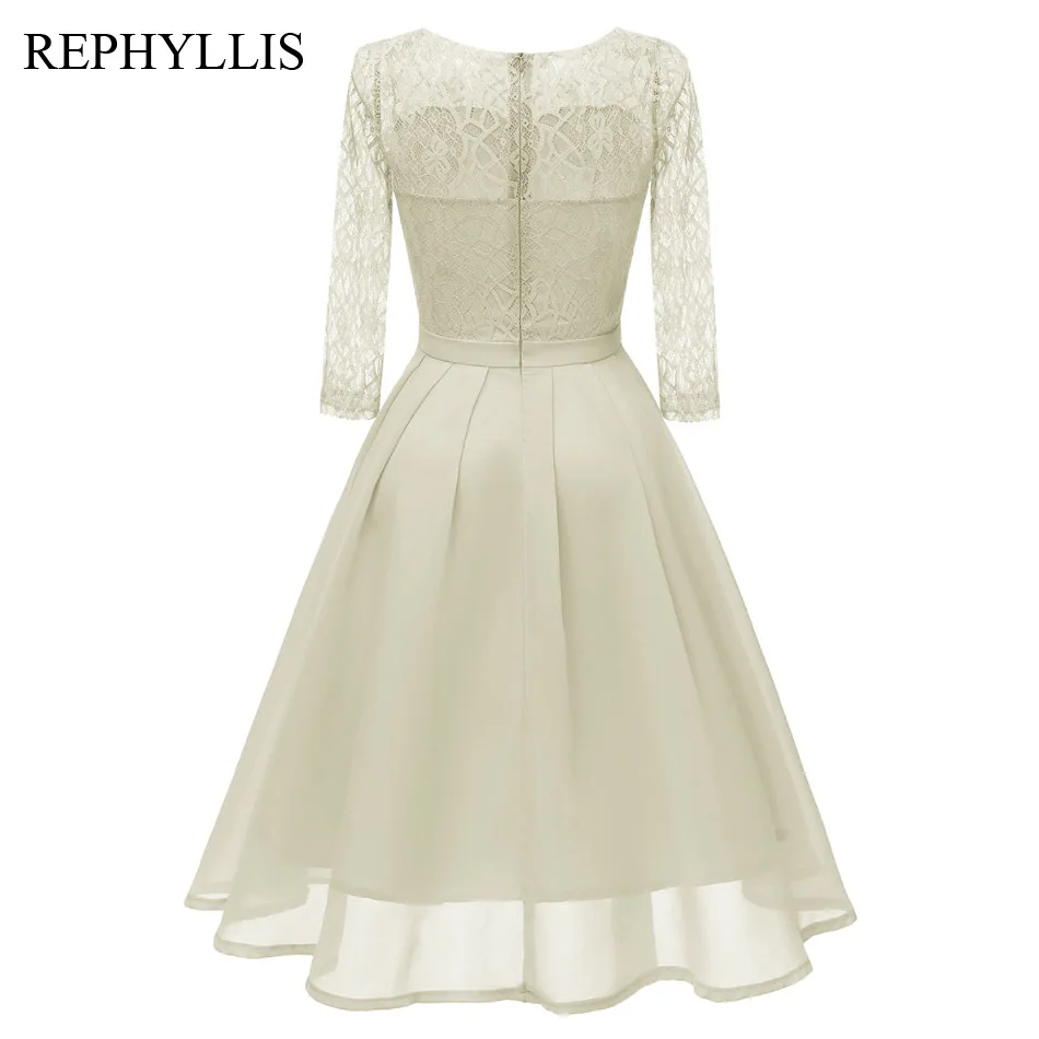 REPHYLLIS, женское платье, 2/3, рукав, круглый вырез, сзади, прозрачное, кружевное, шифоновое, коктейльное, вечерние, для церемонии, выпускного, свадебное, ТРАПЕЦИЕВИДНОЕ ПЛАТЬЕ