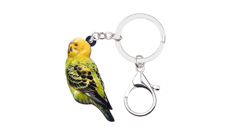 Bonsny акриловые Budgerigar попугай птица брелок кольцо Уникальный животных Ювелирные изделия для женщин обувь девочек Сумка