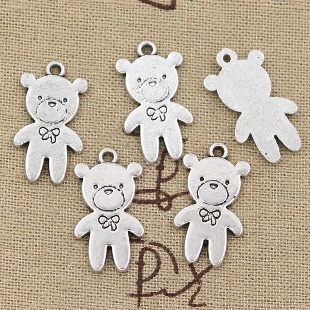 

15pcs Charms Bear Bow 24x14mm Handmade Craft Pendant Making fit,Vintage Tibetan Bronze Silver color,DIY For Bracelet Necklace