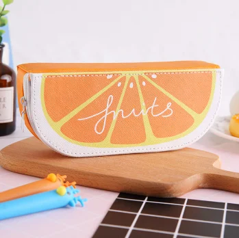 Orange 1 шт. креативный чехол для карандашей, сумки для хранения свежих милых фруктов, апельсиновый арбуз, киви, Pitaya, сумка для карандашей для студентов, подарки, канцелярские принадлежности - Цвет: Orange