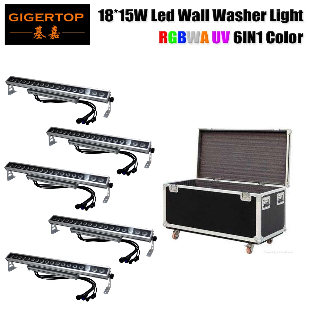 

5IN1 Flightcase Packing 220W Aluminum RGBWAP Color Transforming Outdoor Led Wall Washer Garden Light DMX512/Manual Color Change