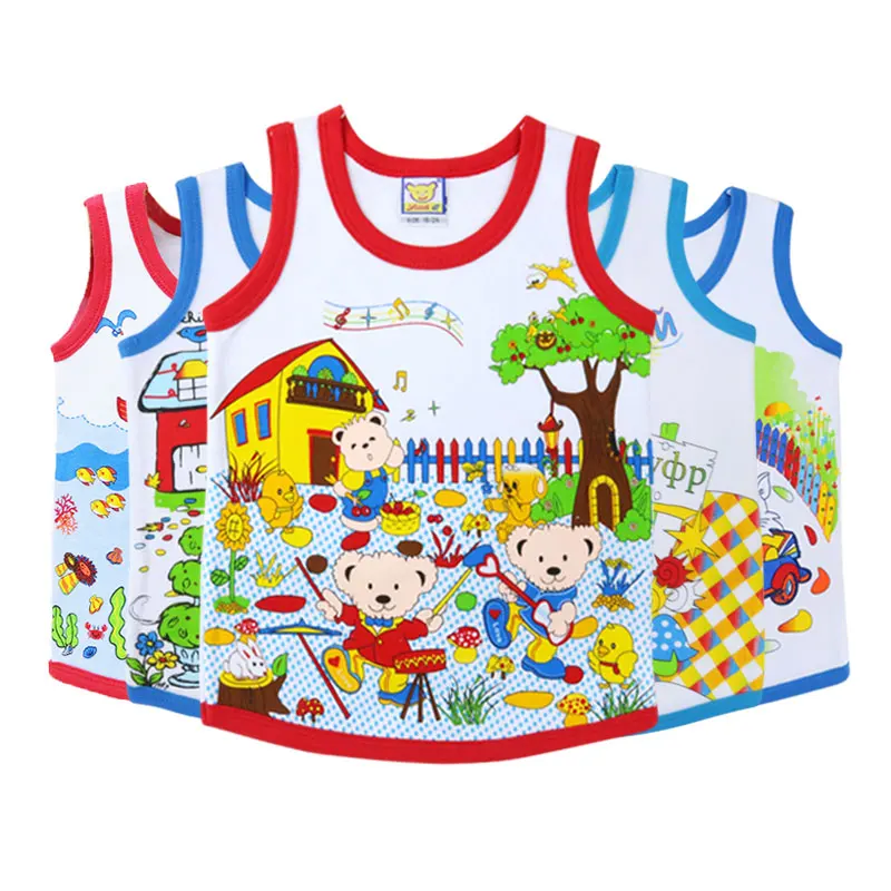 Style D for boys Г.; 5 шт/лот; Детские жилеты из чистого хлопка с круглым вырезом; летние рубашки для мальчиков; топы с бретельками для девочек; детская одежда - Цвет: Style D for boys
