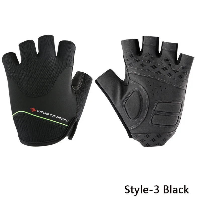 Black-Style 3 SANTIC мужские и женские профессиональные перчатки для велоспорта, перчатки для шоссейного велосипеда, дышащие противоскользящие перчатки для горного велосипеда, противоударные - Цвет: Black-Style 3