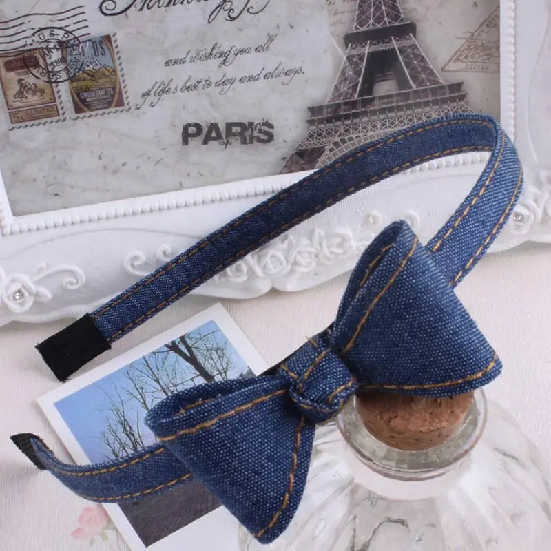 Navy blue C Распродажа, милые джинсовые бантики для маленьких девочек, детские повязки для волос на голову, обруч для волос для детей и взрослых, изысканная тиара, головные уборы, аксессуары для волос - Цвет: Navy blue C