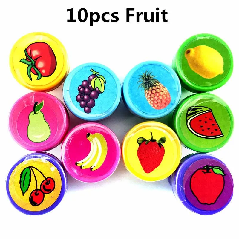 10pcs Fruit 10 шт., вечерние мини-пакеты с изображением динозавра для наполнителя, Подарочная игрушка Pinata Favour, обучающая игрушка, игрушка для рисования, игрушечный детский душ, подарок - Цвет: 10pcs Fruit