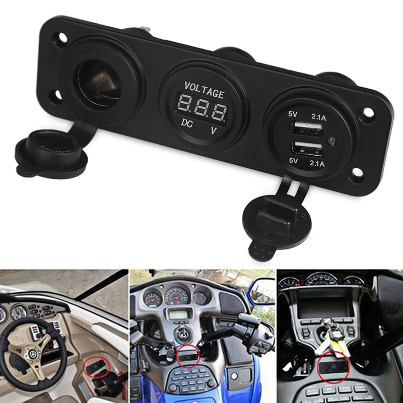 Urbanroad DC 12V Мотоцикл лодка автомобиль двойной USB зарядное устройство Прикуриватель