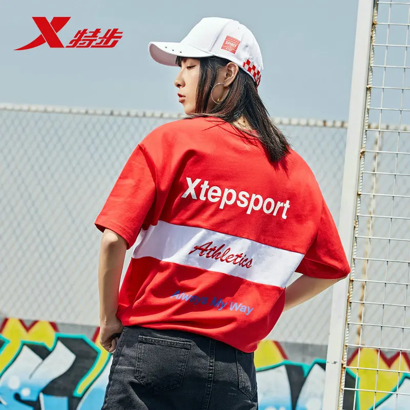 Xtep Женская Спортивная футболка с коротким рукавом женская белая красная