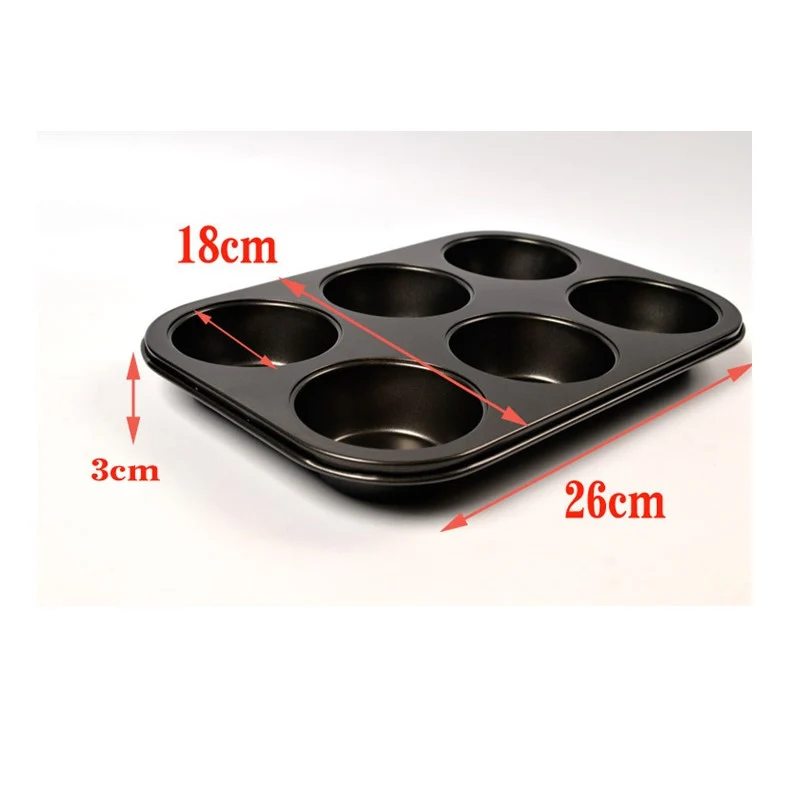 6 чашки антипригарным углерода Сталь противень для выпечки тортов поднос DIY Кухня