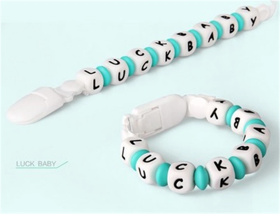 Силиконовые бусины для прорезывания зубов браслет с буквами алфавита детские