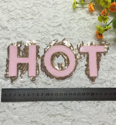 23cm*9cm HOT sequins Embroidered Lace Fabric Applique patch Sew on Clothing decoration patches 2pcs/lot | Дом и сад