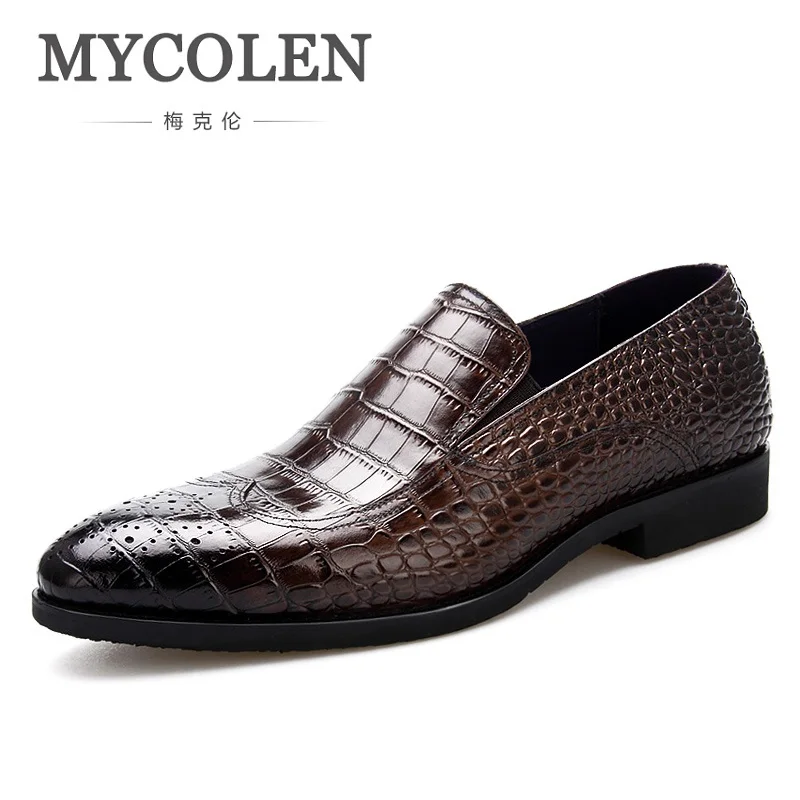 Mycolen 2018 крокодил Для Мужчин's Бизнес Обувь платье бренда острый носок