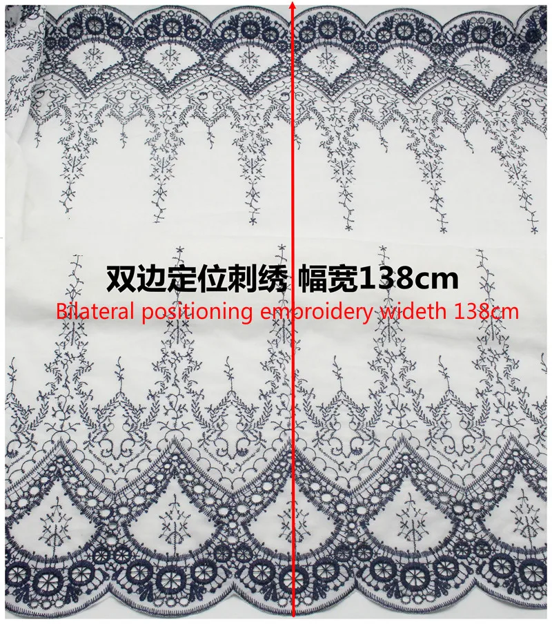 Cotton Cloth Lace Fabric Positioning Bilateral Embroidery 138CM DIY Fabric Baby Clothes Skirt Home Textile Accessories