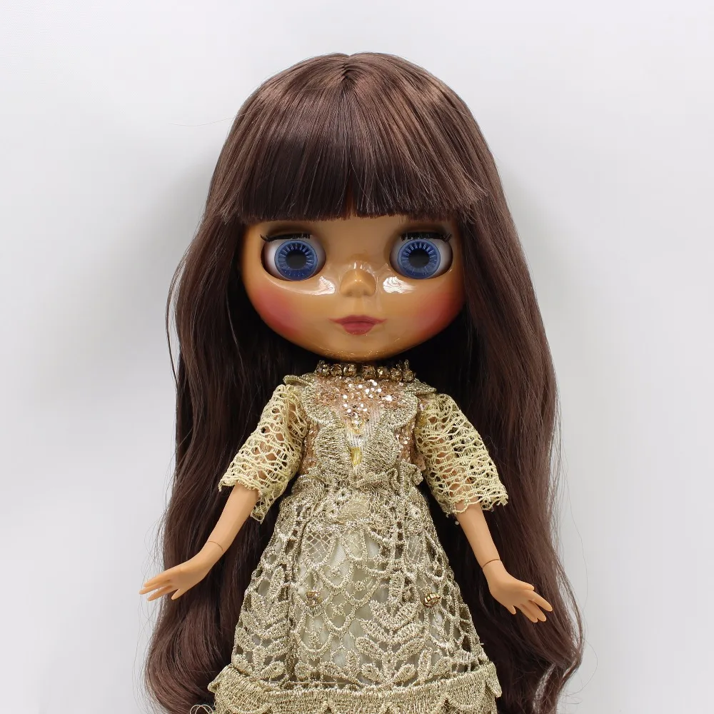 Ледяная кукла DBS Blyth коричневые волосы темный кожный сустав тело 30 см игрушка 1/6