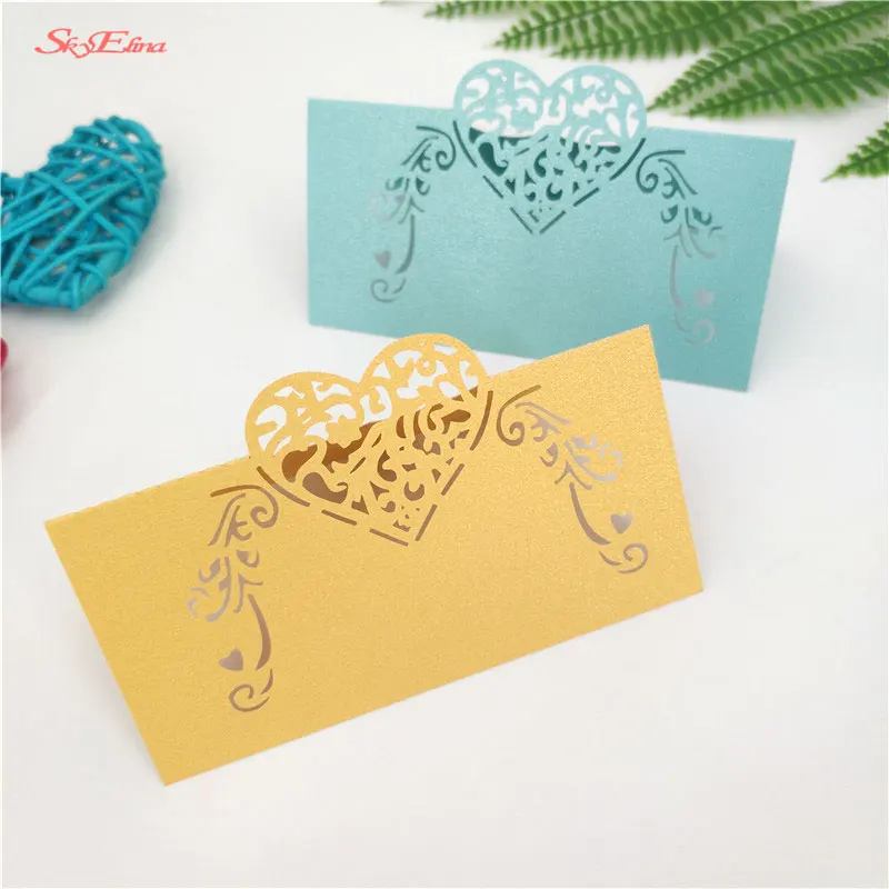 50PCS Heart-shaped Wedding Table Card Romantic Invitation Place Number Name Banquet Decoration 7ZSH928-50 | Дом и сад