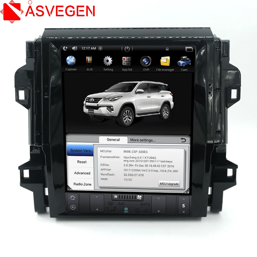 PX3 вертикальный экран для Toyota Fortuner 12 1 дюймов Android 7 четырехъядерный Автомобиль WIFI